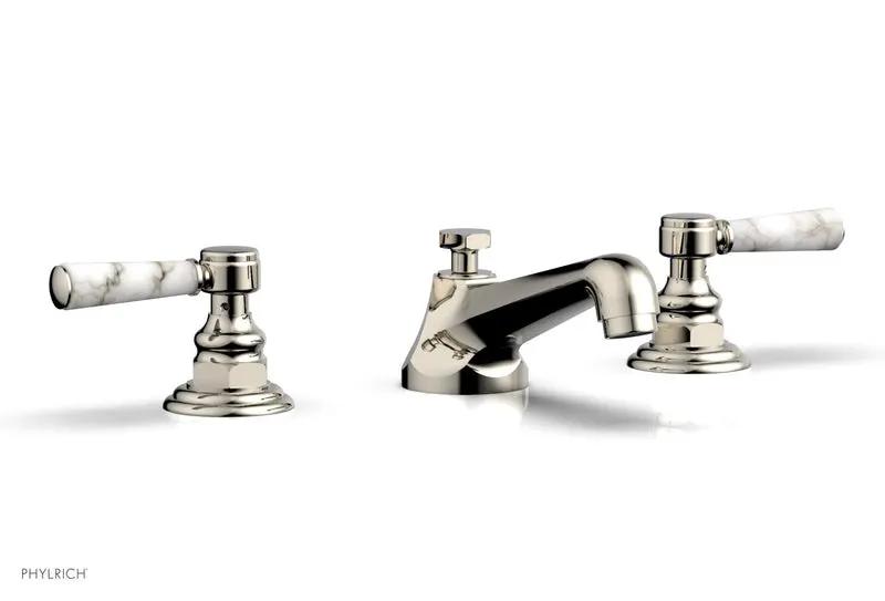 Phylrich HEX TRADITIONAL Widespread Faucet - White Marble Lever Handles by Phylrich
