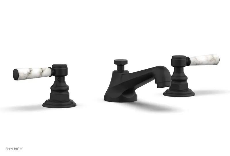 Phylrich HEX TRADITIONAL Widespread Faucet - White Marble Lever Handles by Phylrich