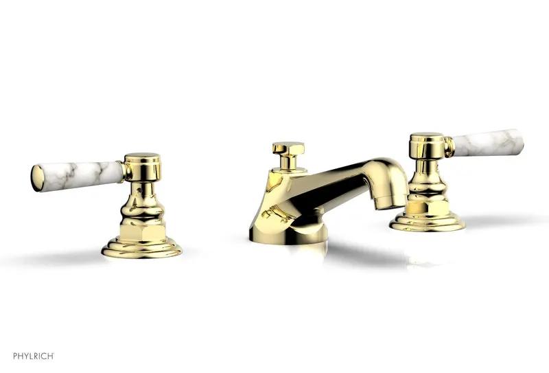 Phylrich HEX TRADITIONAL Widespread Faucet - White Marble Lever Handles by Phylrich