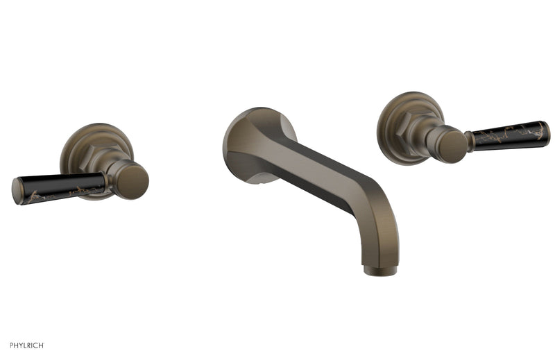 Phylrich HEX TRADITIONAL Wall Tub Set - Black Marble Lever Handles by Phylrich