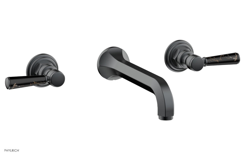 Phylrich HEX TRADITIONAL Wall Tub Set - Black Marble Lever Handles
