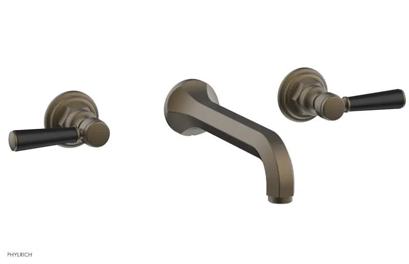 Phylrich HEX TRADITIONAL Wall Lavatory Set - Satin Black Lever Handles by Phylrich