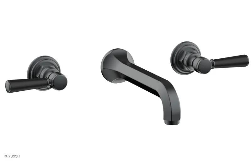 Phylrich HEX TRADITIONAL Wall Lavatory Set - Satin Black Lever Handles by Phylrich
