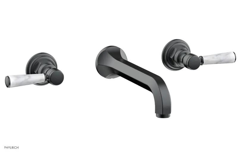 Phylrich HEX TRADITIONAL Wall Lavatory Set - White Marble Lever Handles by Phylrich