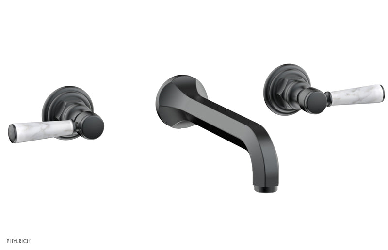 Phylrich HEX TRADITIONAL Wall Tub Set - White Marble Lever Handles by Phylrich