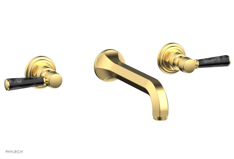 Phylrich HEX TRADITIONAL Wall Tub Set - Black Marble Lever Handles