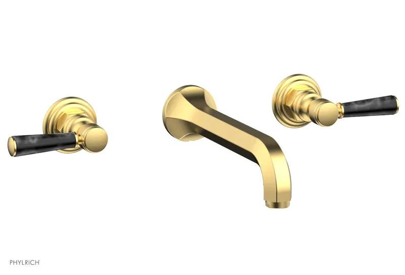 Phylrich HEX TRADITIONAL Wall Lavatory Set - Black Marble Lever Handles by Phylrich