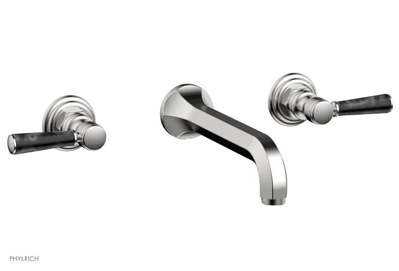 Phylrich HEX TRADITIONAL Wall Lavatory Set - Black Marble Lever Handles by Phylrich