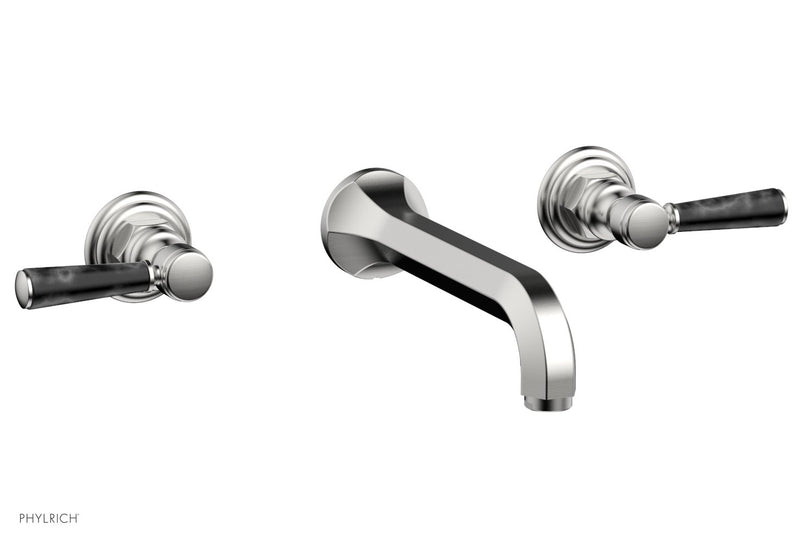 Phylrich HEX TRADITIONAL Wall Tub Set - Black Marble Lever Handles by Phylrich