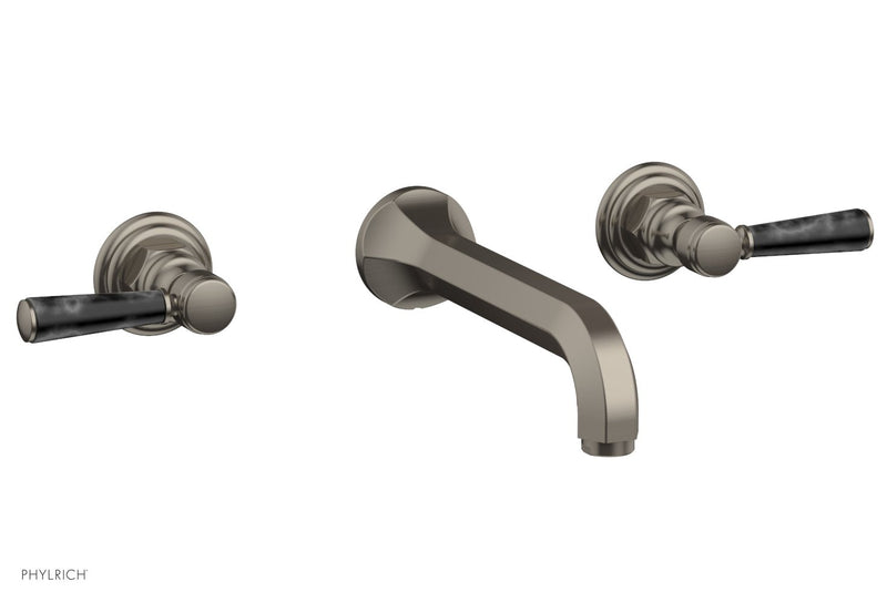 Phylrich HEX TRADITIONAL Wall Tub Set - Black Marble Lever Handles by Phylrich