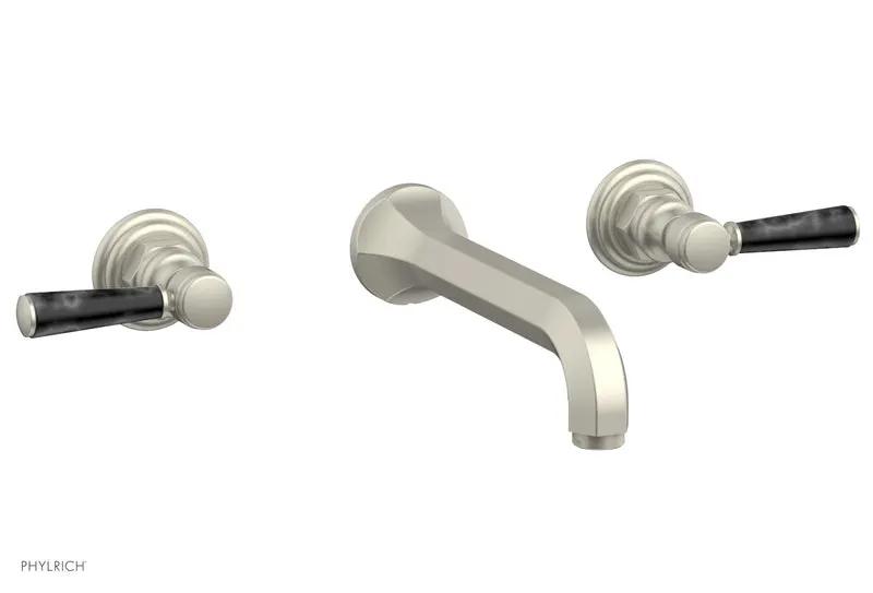 Phylrich HEX TRADITIONAL Wall Tub Set - Black Marble Lever Handles by Phylrich