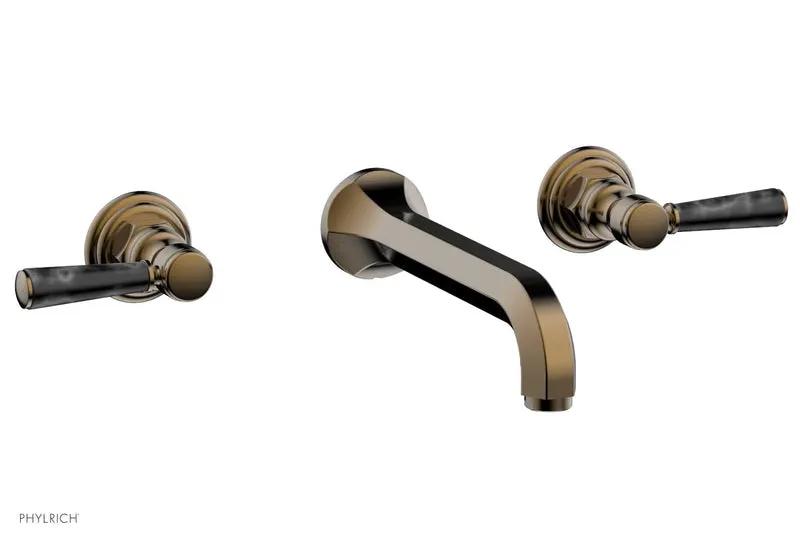 Phylrich HEX TRADITIONAL Wall Lavatory Set - Black Marble Lever Handles by Phylrich