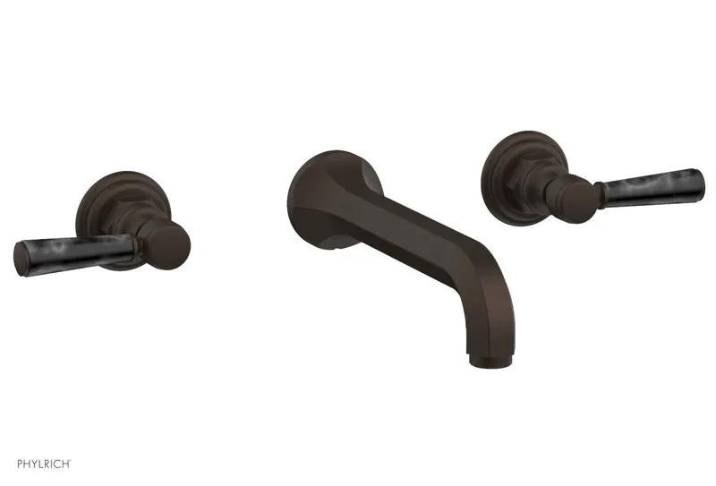 Phylrich HEX TRADITIONAL Wall Lavatory Set - Black Marble Lever Handles by Phylrich