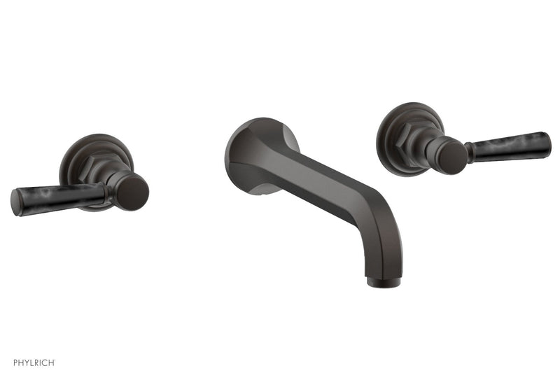 Phylrich HEX TRADITIONAL Wall Tub Set - Black Marble Lever Handles by Phylrich
