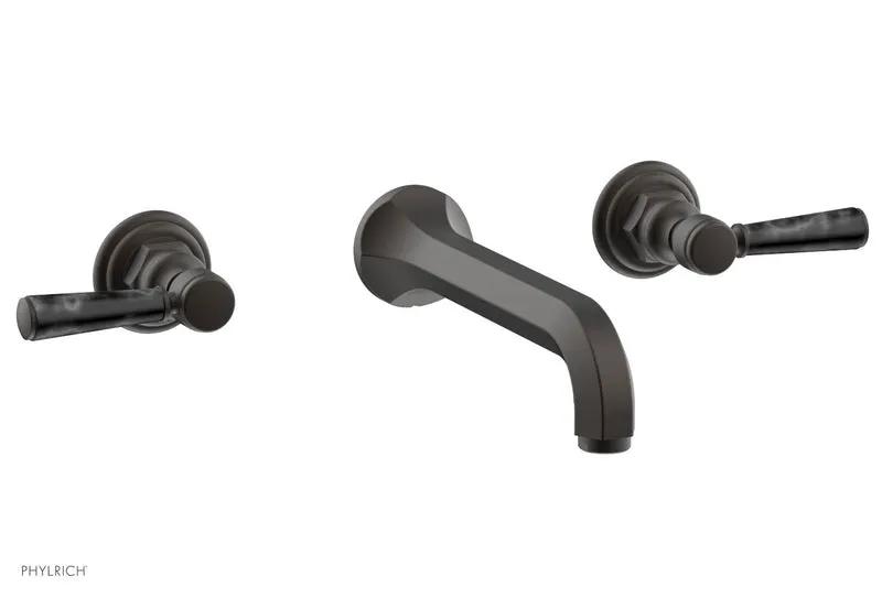 Phylrich HEX TRADITIONAL Wall Lavatory Set - Black Marble Lever Handles by Phylrich