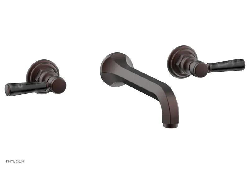 Phylrich HEX TRADITIONAL Wall Lavatory Set - Black Marble Lever Handles by Phylrich