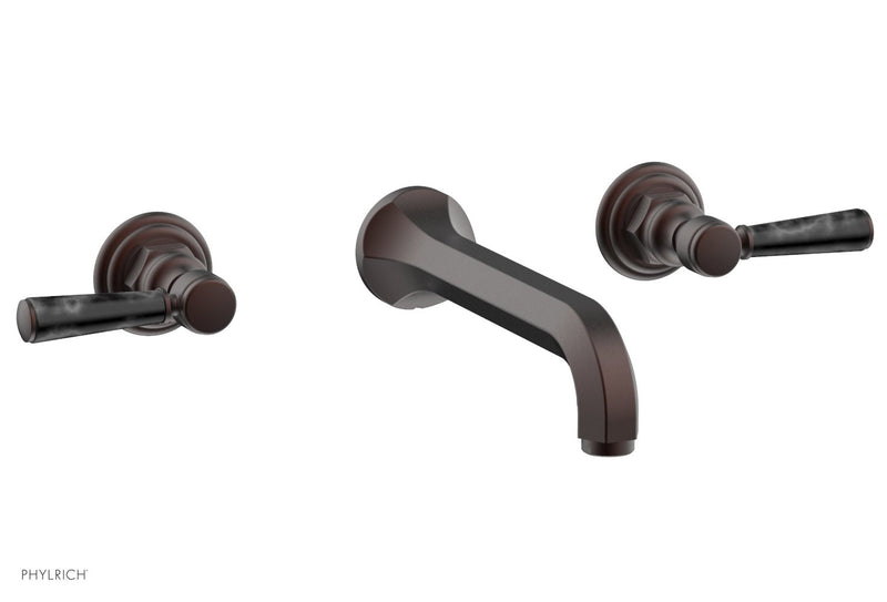 Phylrich HEX TRADITIONAL Wall Tub Set - Black Marble Lever Handles by Phylrich