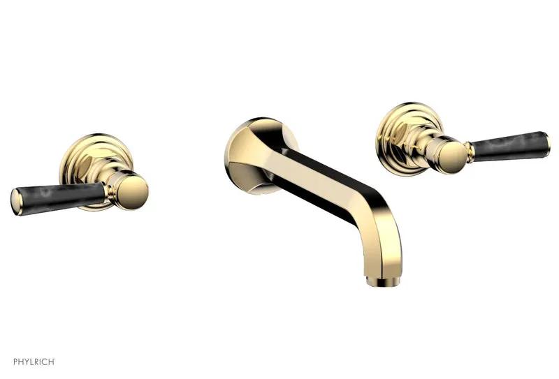 Phylrich HEX TRADITIONAL Wall Tub Set - Black Marble Lever Handles by Phylrich