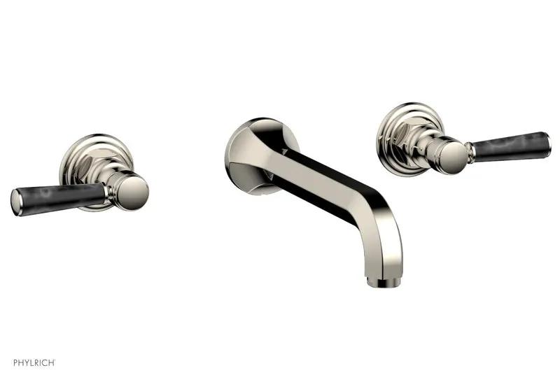 Phylrich HEX TRADITIONAL Wall Lavatory Set - Black Marble Lever Handles by Phylrich