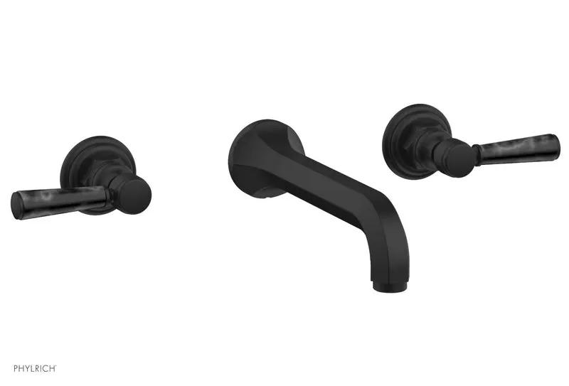 Phylrich HEX TRADITIONAL Wall Tub Set - Black Marble Lever Handles by Phylrich