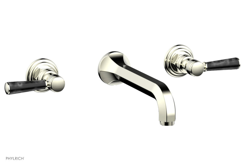 Phylrich HEX TRADITIONAL Wall Tub Set - Black Marble Lever Handles by Phylrich