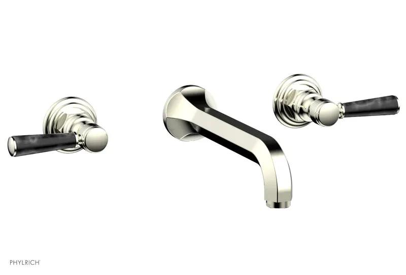 Phylrich HEX TRADITIONAL Wall Lavatory Set - Black Marble Lever Handles by Phylrich