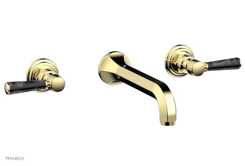 Phylrich HEX TRADITIONAL Wall Lavatory Set - Black Marble Lever Handles by Phylrich