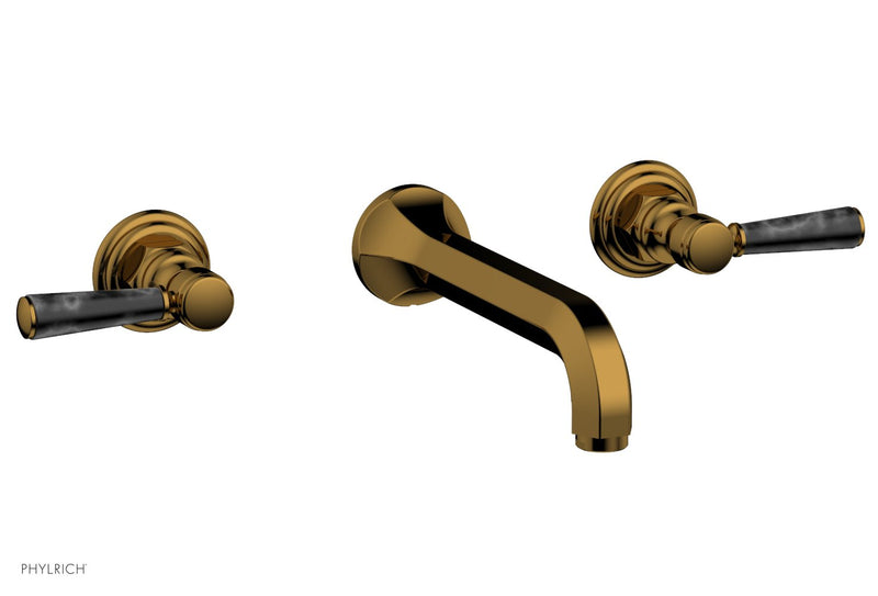 Phylrich HEX TRADITIONAL Wall Tub Set - Black Marble Lever Handles by Phylrich