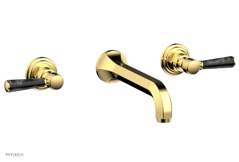 Phylrich HEX TRADITIONAL Wall Tub Set - Black Marble Lever Handles by Phylrich