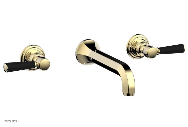 Phylrich HEX TRADITIONAL Wall Lavatory Set - Satin Black Lever Handles by Phylrich