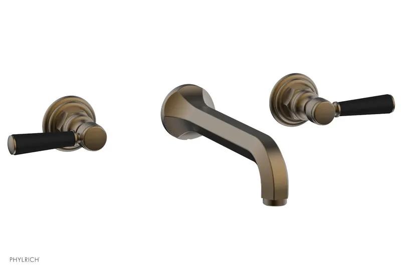 Phylrich HEX TRADITIONAL Wall Tub Set - Satin Black Lever Handles by Phylrich