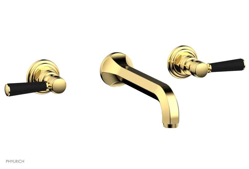 Phylrich HEX TRADITIONAL Wall Tub Set - Satin Black Lever Handles by Phylrich