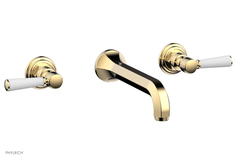 Phylrich HEX TRADITIONAL Wall Lavatory Set - Satin White Lever Handles by Phylrich