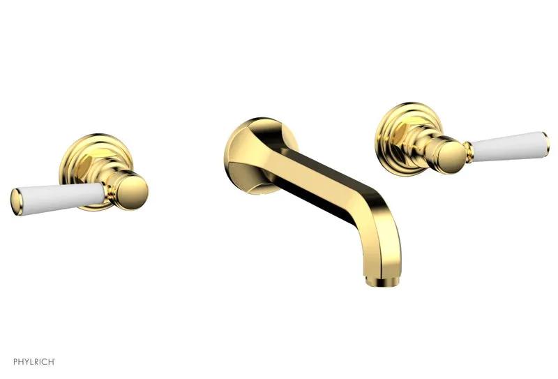 Phylrich HEX TRADITIONAL Wall Lavatory Set - Satin White Lever Handles by Phylrich