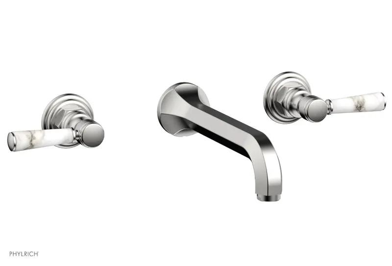 Phylrich HEX TRADITIONAL Wall Lavatory Set - White Marble Lever Handles by Phylrich