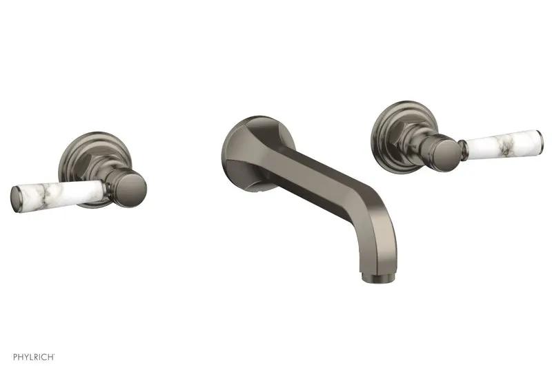 Phylrich HEX TRADITIONAL Wall Lavatory Set - White Marble Lever Handles by Phylrich