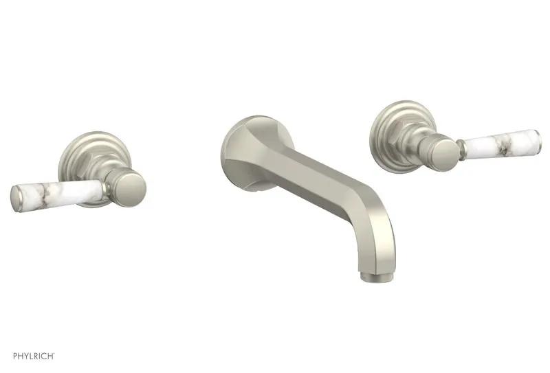 Phylrich HEX TRADITIONAL Wall Lavatory Set - White Marble Lever Handles by Phylrich