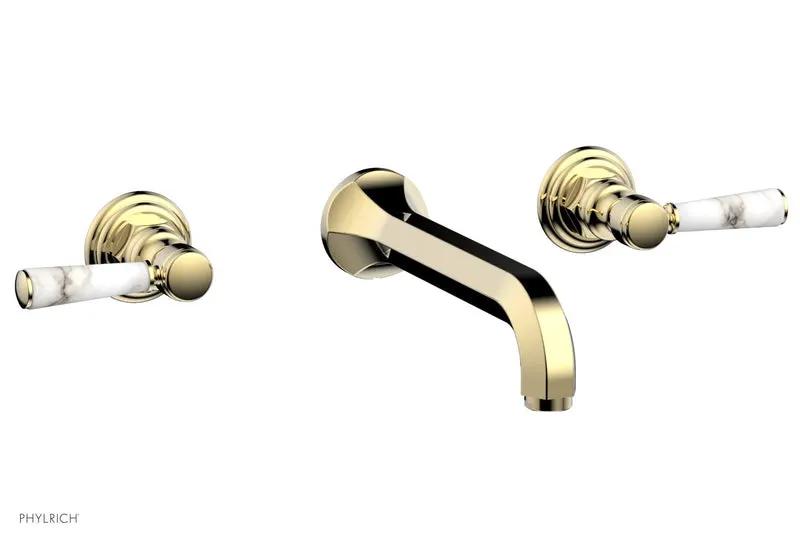Phylrich HEX TRADITIONAL Wall Tub Set - White Marble Lever Handles by Phylrich