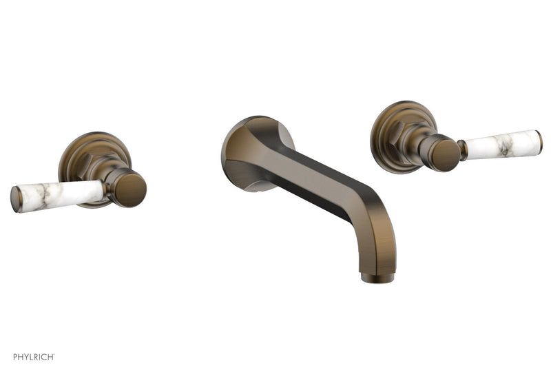 Phylrich HEX TRADITIONAL Wall Tub Set - White Marble Lever Handles by Phylrich