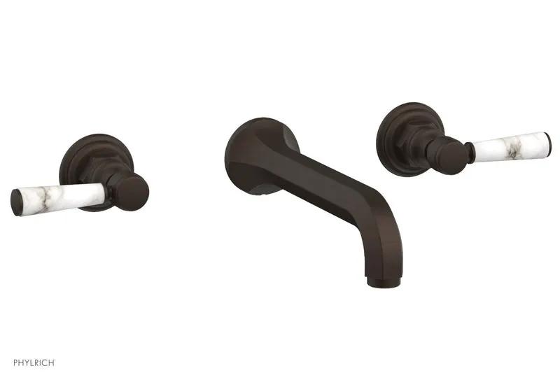 Phylrich HEX TRADITIONAL Wall Lavatory Set - White Marble Lever Handles by Phylrich