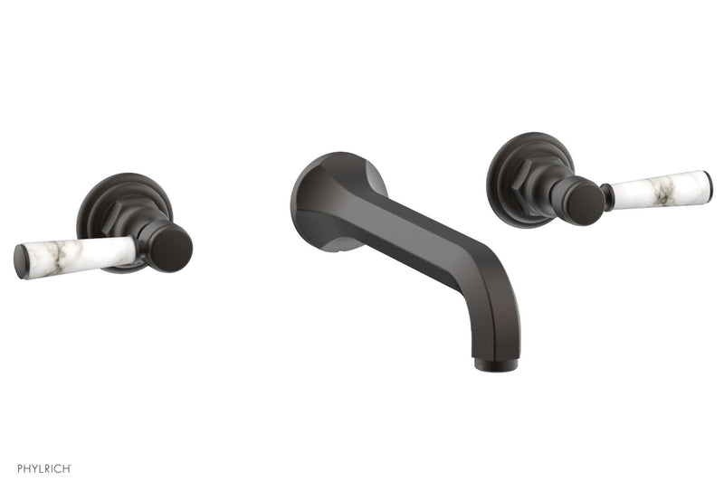 Phylrich HEX TRADITIONAL Wall Tub Set - White Marble Lever Handles by Phylrich