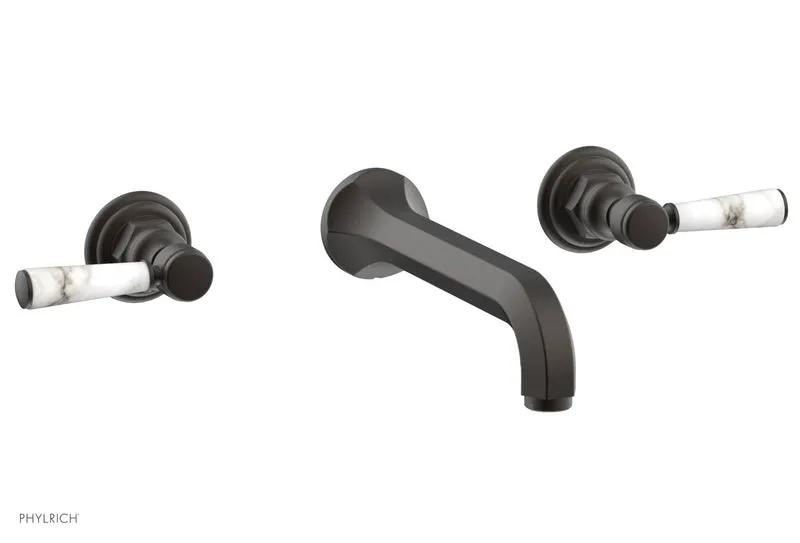 Phylrich HEX TRADITIONAL Wall Lavatory Set - White Marble Lever Handles by Phylrich