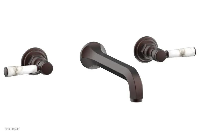 Phylrich HEX TRADITIONAL Wall Lavatory Set - White Marble Lever Handles by Phylrich