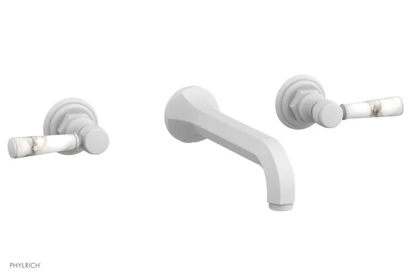 Phylrich HEX TRADITIONAL Wall Tub Set - White Marble Lever Handles by Phylrich