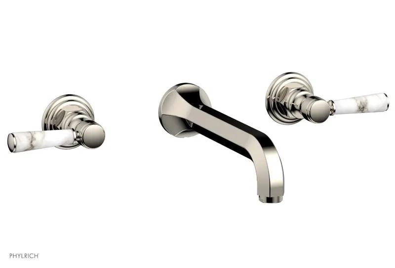 Phylrich HEX TRADITIONAL Wall Lavatory Set - White Marble Lever Handles by Phylrich