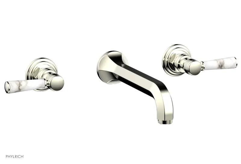Phylrich HEX TRADITIONAL Wall Lavatory Set - White Marble Lever Handles by Phylrich