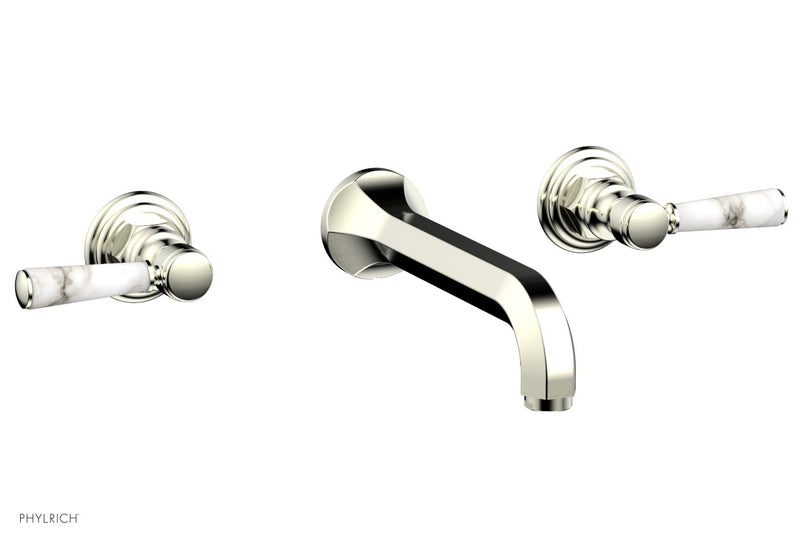 Phylrich HEX TRADITIONAL Wall Tub Set - White Marble Lever Handles by Phylrich