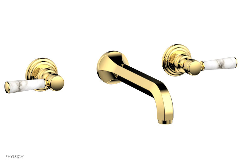 Phylrich HEX TRADITIONAL Wall Tub Set - White Marble Lever Handles by Phylrich