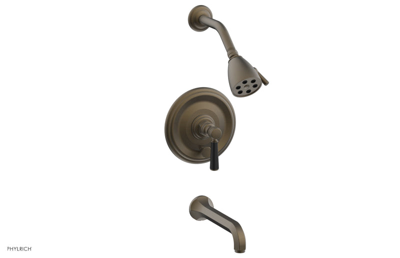 Phylrich HEX TRADITIONAL Pressure Balance Tub and Shower Set - Satin Black Lever Handle