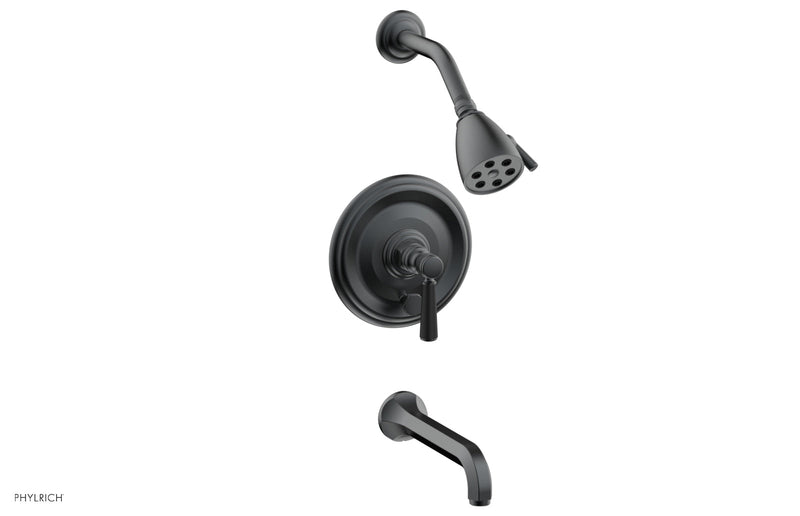 Phylrich HEX TRADITIONAL Pressure Balance Tub and Shower Set - Satin Black Lever Handle